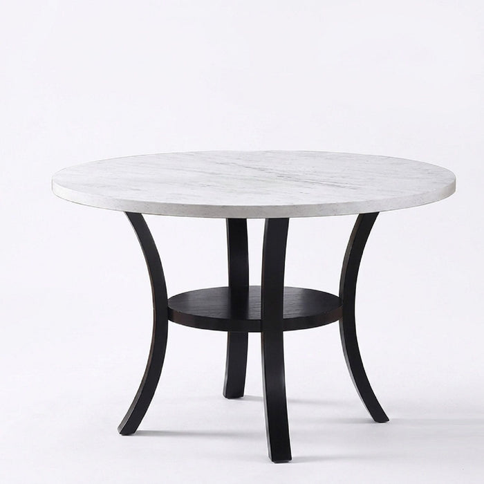 Round Dining Table With Open Bottom Shelf - Black / White Home Essentials