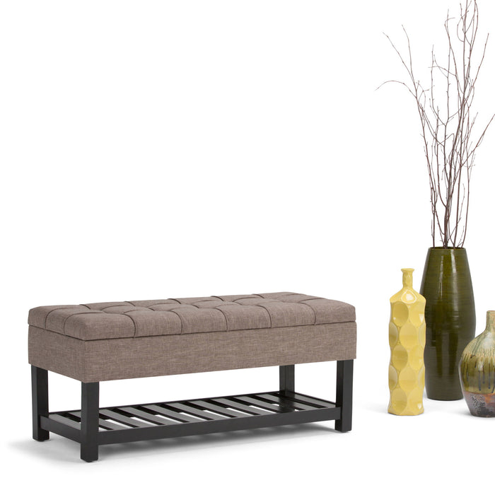Saxon - Upholstered Transitional Storage Ottoman Bench Simpli-Home