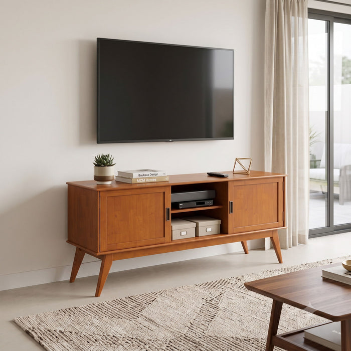 Draper - Handcrafted Mid Century Low TV Media Stand Simpli-Home