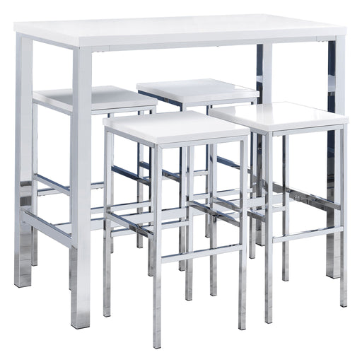 Nimitz - 5 Piece Bar Set - Gloss White Furniture Max