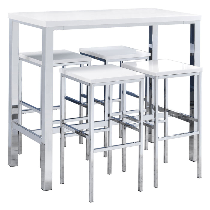 Nimitz - 5 Piece Bar Set - Gloss White Furniture Max