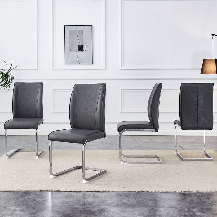 Luxury Simple Arch Chair Set Of 4 High Resilience Dining Chair - Dark Gray / Silver