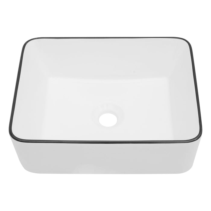 16X12" White Ceramic Rectangular Vessel Bathroom Sink - White - Ceramic
