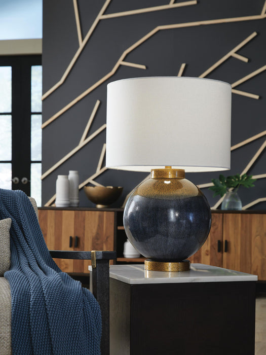 Adara - Metal Table Lamp - Blue / Gold Finish Signature Design by Ashley®