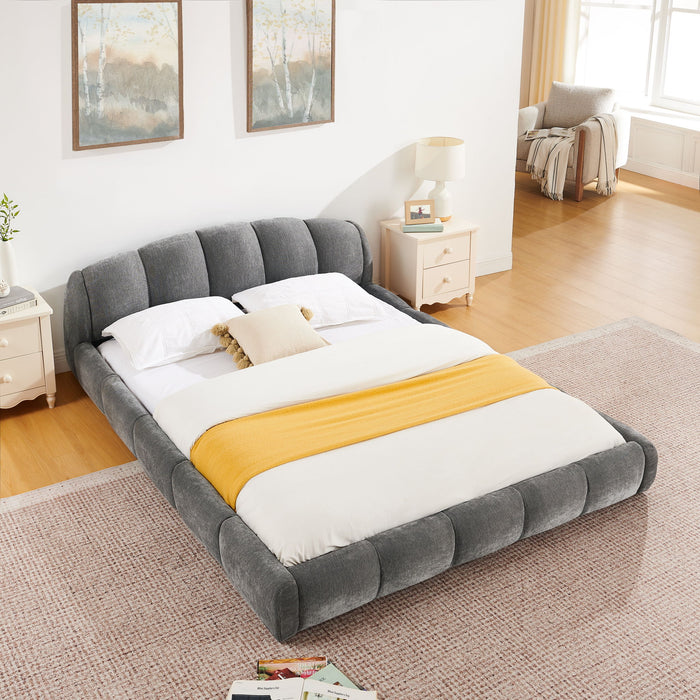 Upholstered Platform Bed Frame, Low Profile Floor Bed, No Box Spring Required Home Essentials