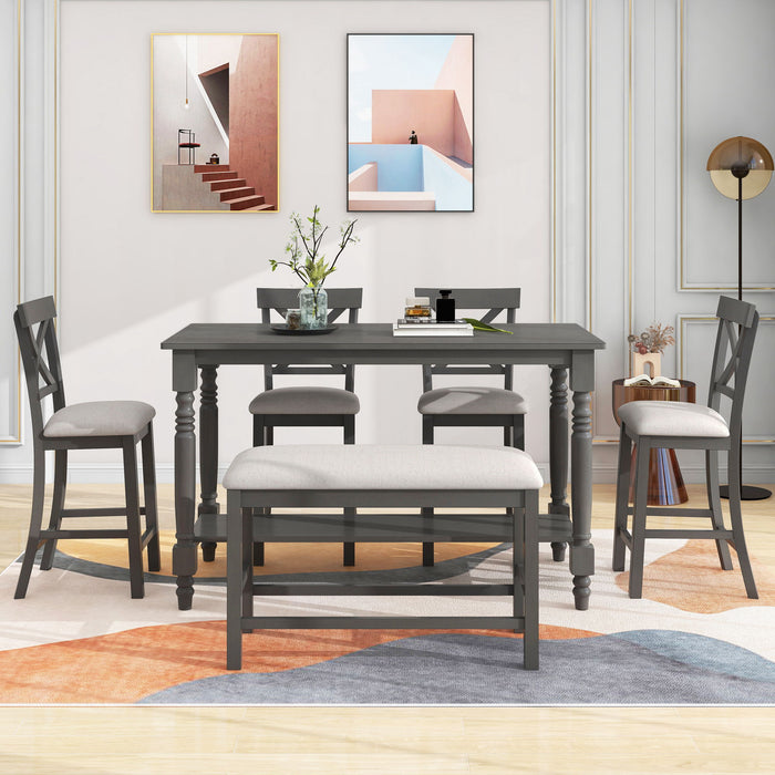 Counter Height Dining Set With Shelf, 4 Chairs And Bench Hearth and Haven