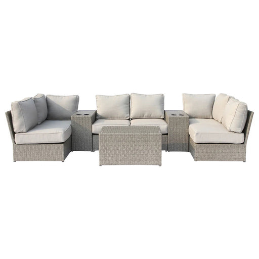 Outdoor Wicker Seating Group For 4 With Cushions - Gray Mix LSI Patio Furniture