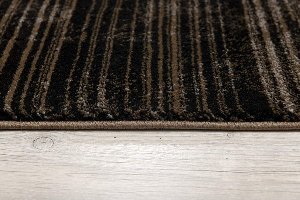 8' Abstract Power Loom Runner Rug - Brown