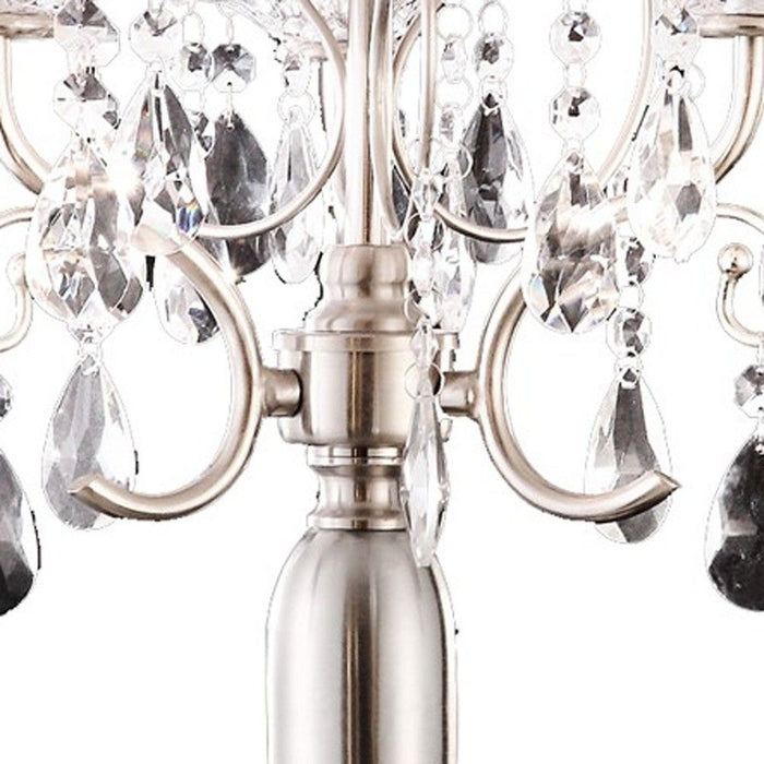 Glam Scroll Chandelier Faux Crystal Table Lamp - Silver