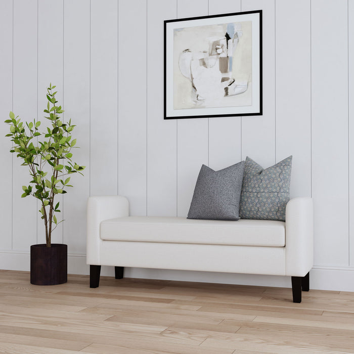 Hollis - Upholstered Accent Bench With Armrests Seating - Vanilla White Furniture Max
