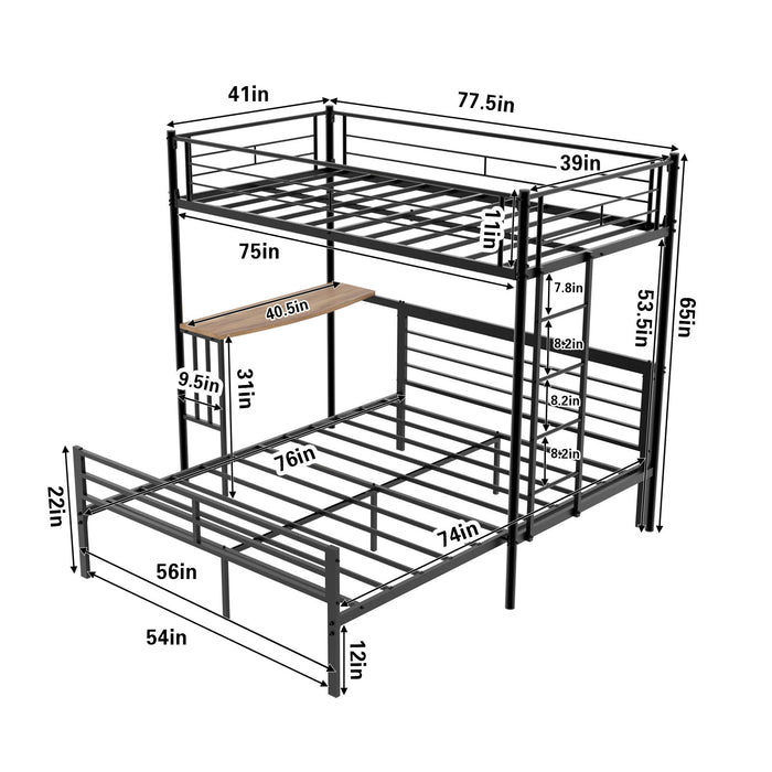 Bunk Bed With Built In Desk & Guardrail Frame Home Essentials