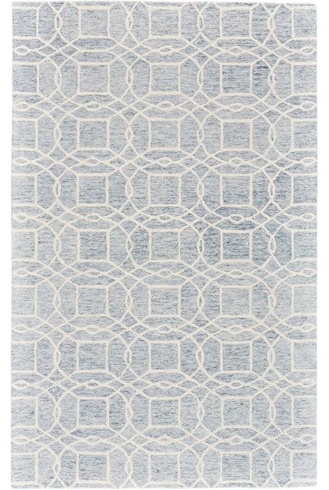 Geometric Tufted Handmade Stain Resistant Area Rug - Gray And Beige Ivory Wool - 8' X 10'