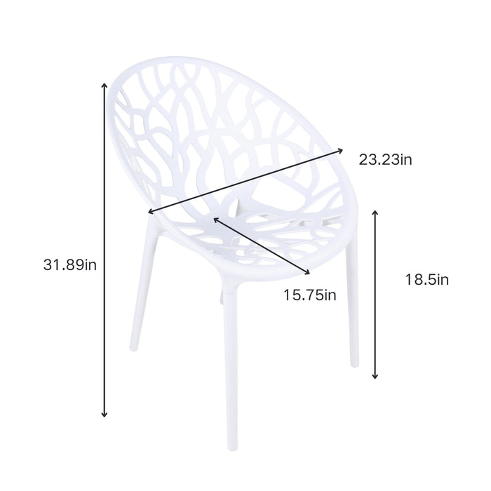 Dining Chair, Transparent Shell Design For Home (Set of 4) - White Home Essentials