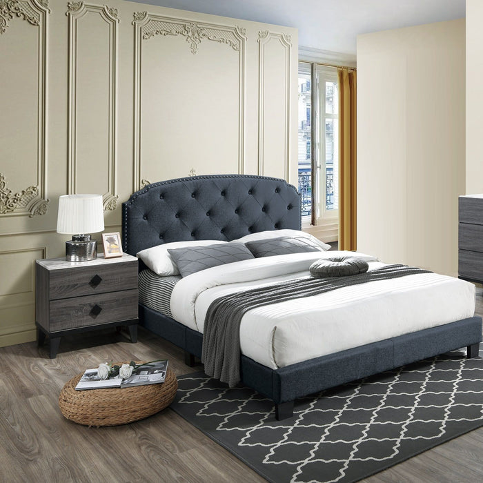 Button Tufted Bed With Nailhead Trim Home Essentials