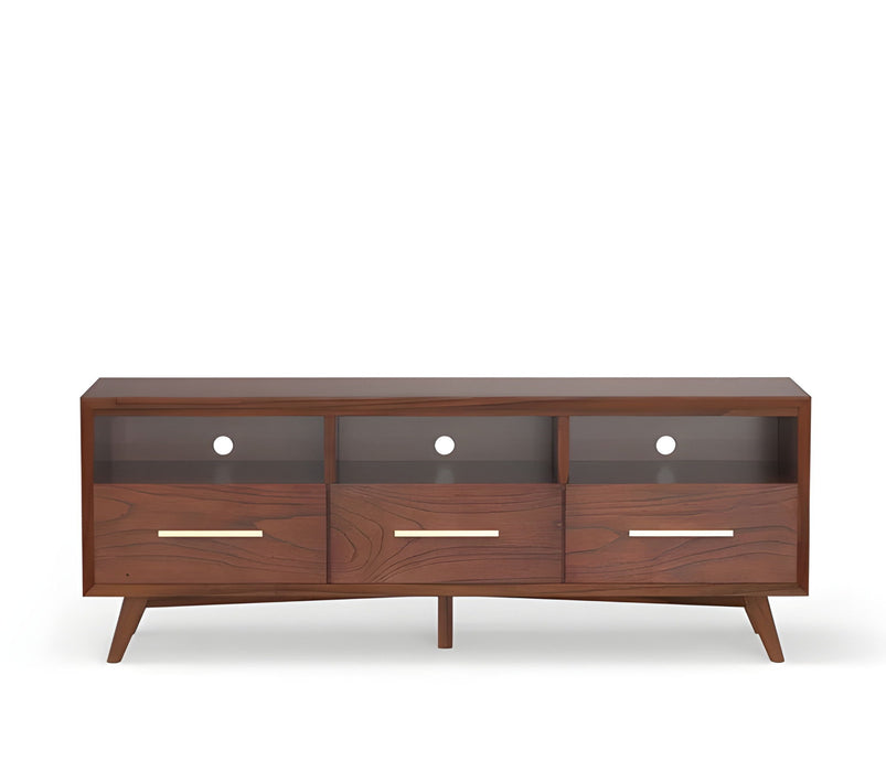 Mahogany Solids & Veneer Open Shelving TV Stand - Brown