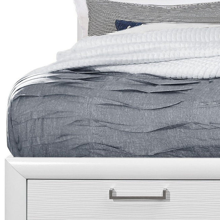 Solid Wood King Eight Drawers Bed - White