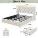 Wingback Upholstered Bed Frame With LED Lights, Charging Station Home Essentials