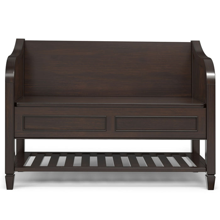 Connaught - Entryway Storage Bench With Shelf - Chestnut Simpli-Home