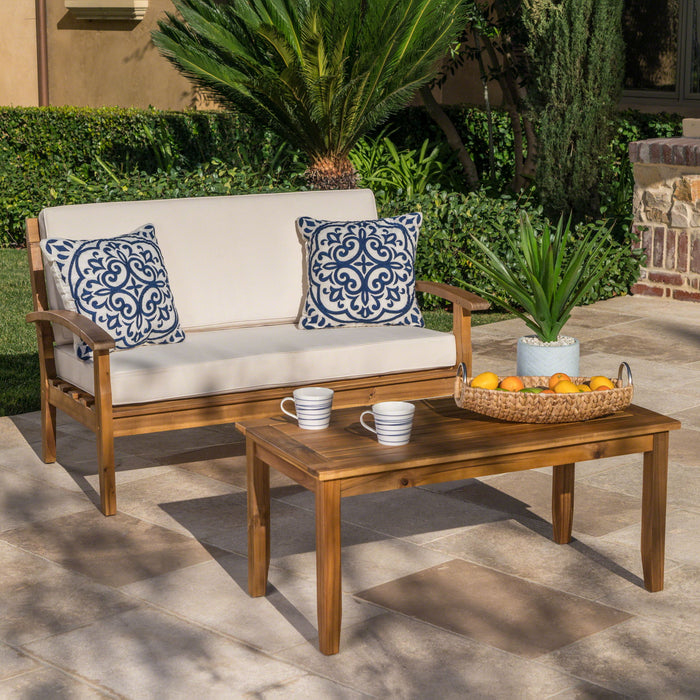 4 Person Outdoor Seating Group With Cushions Comfortable Patio Set - Teak Noble House