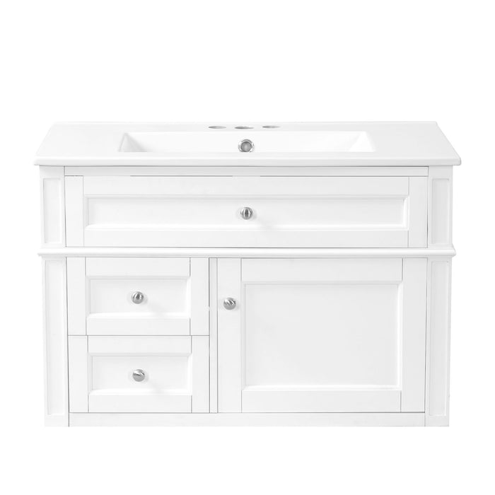 Wall Mounted Bathroom Vanity With 2 Drawers, 1 Tip Out Drawer, 3 Holes Sink Hearth and Haven