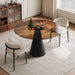 Round Dining Table - Black / Brown - Glass Home Essentials
