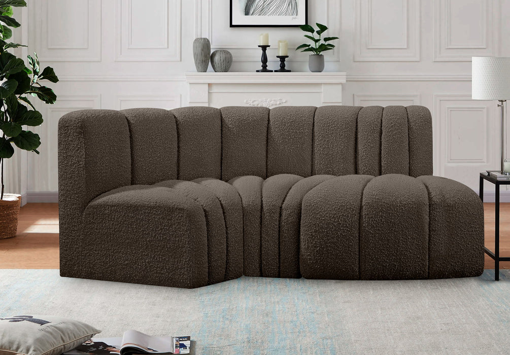Arc - Boucle Fabric 3 Piece Modular L-Shaped Sofa Meridian Furniture
