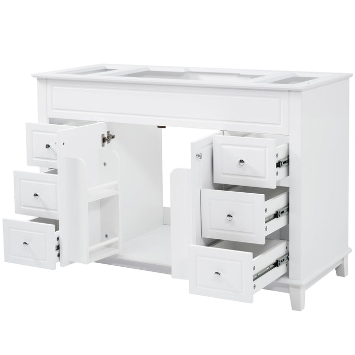 Bathroom Vanity Cabinet Only, 6 Soft Close Drawers & Double Doors - White Noble House