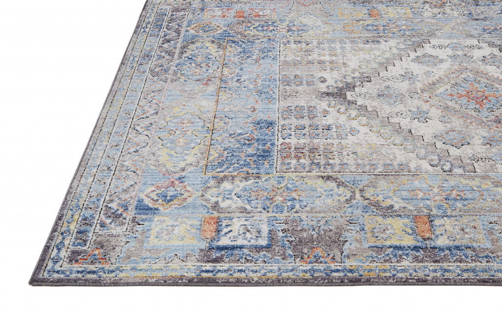 Floral Stain Resistant Area Rug - Blue Gray And Ivory - 10' X 13'