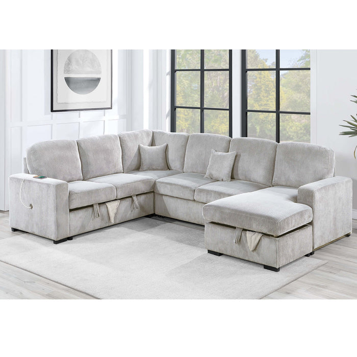 Modern Design Convertible Sectional Storage Bed With USB Port Home Essentials