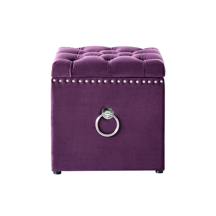 Velvet Tufted Storage - Purple / Black