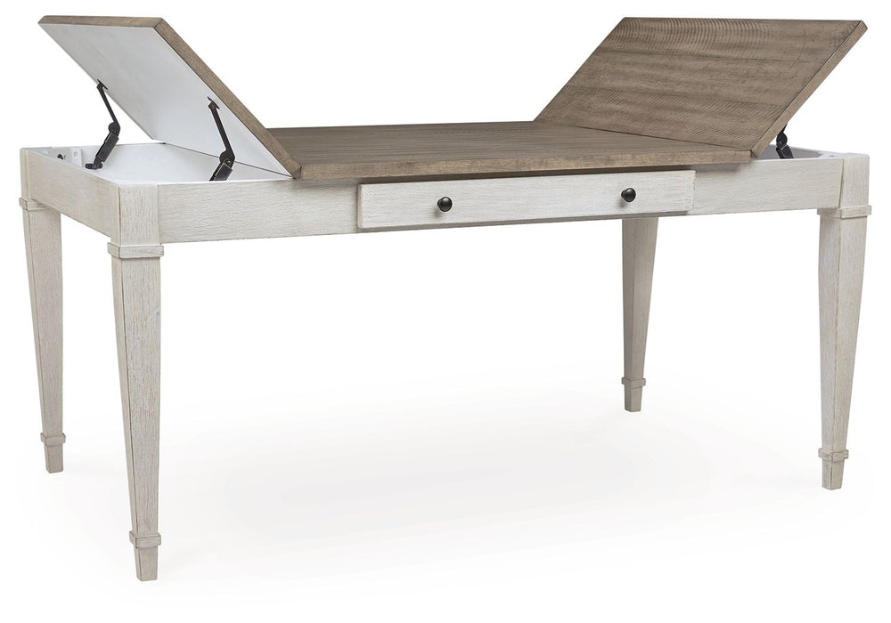 Skempton - RECT DRM Table w/Storage - White Signature Design by Ashley®