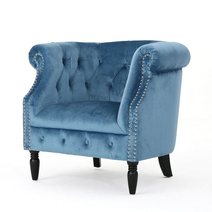 Celestialis - Upholstered Club Chair With Tub Design And Rolled Recessed Armrests