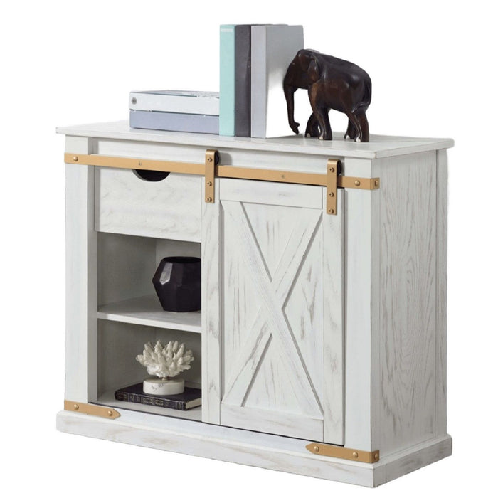Console Table With Storage Drawer And Open Shelves - Antique White / Gold Home Essentials