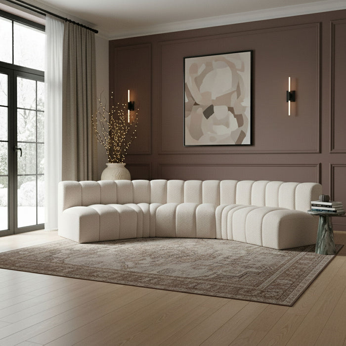 Arc - Boucle Fabric 5 Piece U-Shaped Modular Sofa Meridian Furniture