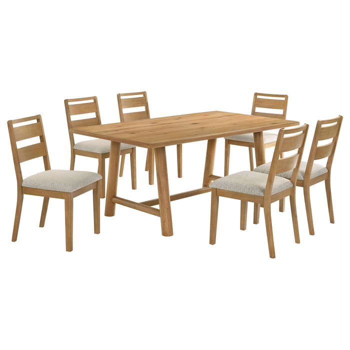 Lytton - 7 Piece Dining Set - Brown Oak Furniture Max