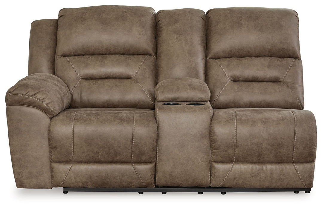 Ravenel - Laf Dbl Reclining Power Loveseat With Console - Faux Leather - Fossil Signature Design by Ashley®