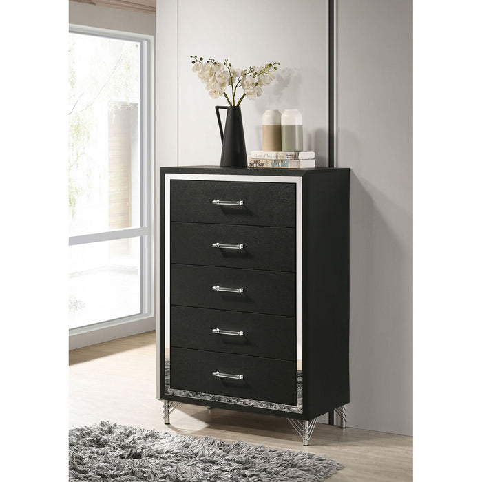 Malcolm - 5 Drawer Bedroom Chest - Black Furniture Max