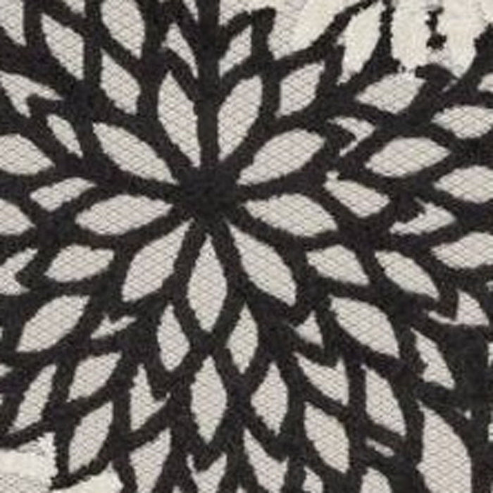 2' X 8' Floral Non Skid Indoor / Outdoor Runner Rug - Black / White