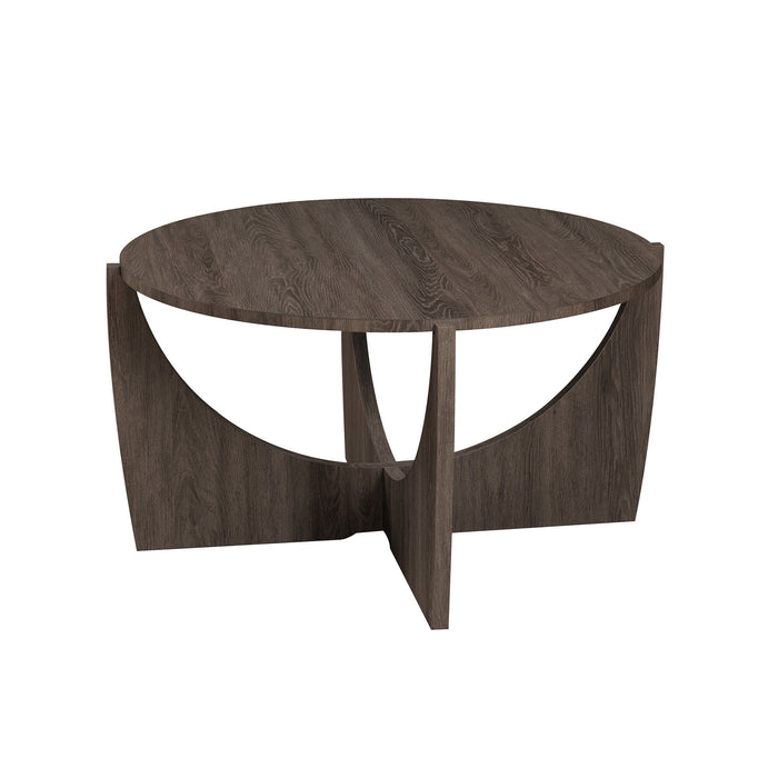 Contemporary Open Arch Base Round Coffee Table - Cerused Ash