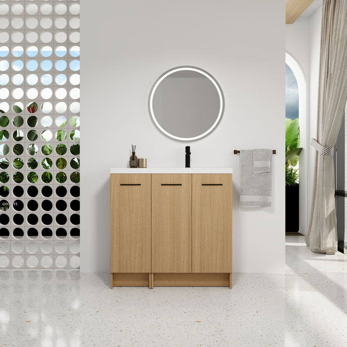 Wall Mounted Floating Bathroom Vanity With Sink, 3 Door Modular Cabinet Home Essentials