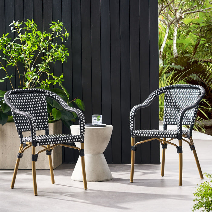 Nh-Gardenpara - Bistro Chair - Black White - Rattan