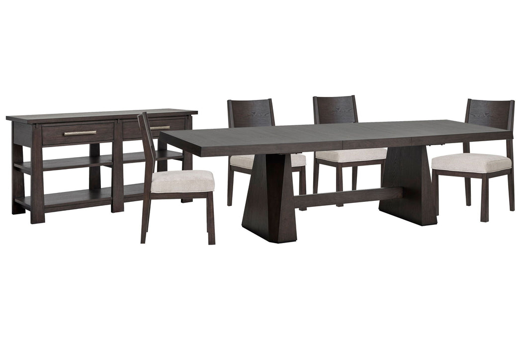 Tauren - 6 Piece Extendable Double Pedestal Dining Table Set Magnussen Furniture