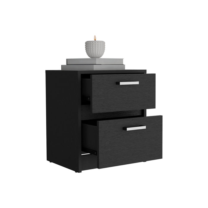 15.7" x 12.7" x 18.6" Two Drawer Nightstand - Black