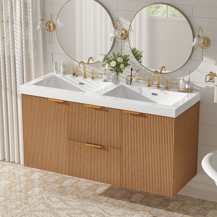 Modern Wall Mounted Bathroom Vanity, Soft Close Doors Hearth and Haven