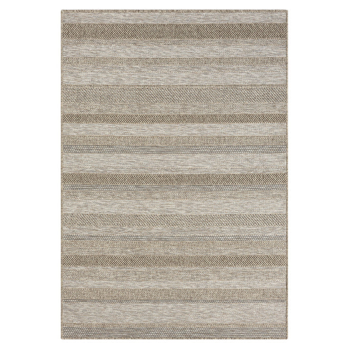 5' X 7' Striped Handmade Indoor / Outdoor Area Rug - Gray