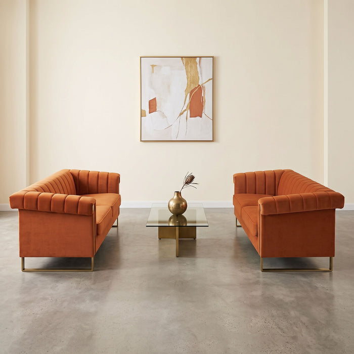 2 Piece Sofa Set With Tufted Back And Deep Seating Home Essentials