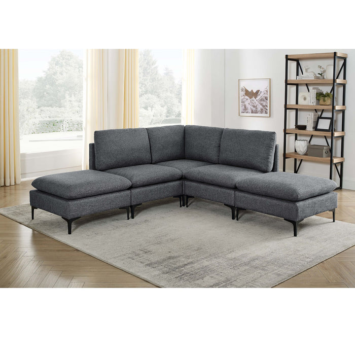 Upholstered Modular Sectional With Tall Legs, Medium Firm Seat Home Essentials