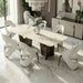 Dining Table Set With Upholstery - Ancient White / Antique Bronze / Beige Home Essentials