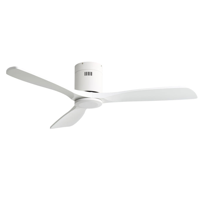 52" Flush Mount Ceiling Fan & Remote, No Light, 3 Blades, 6 Speed DC Motor For Indoor Patio - White Daily Nest