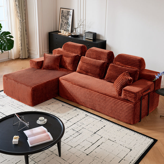 Sectional Sleeper Sofa & Storage Pockets, Modular Couch With Throw Pillows For Living Room Home Essentials